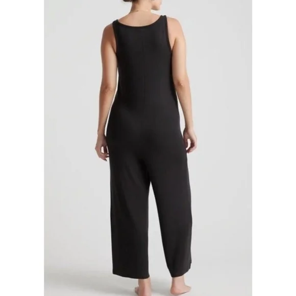 Quince Tencel Rib Maternity & Nursing Jumpsuit Black S - Picture 7 of 9